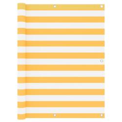 &Eacute;cran de balcon Blanc et jaune 120x600 cm Tissu Oxford alsavelo