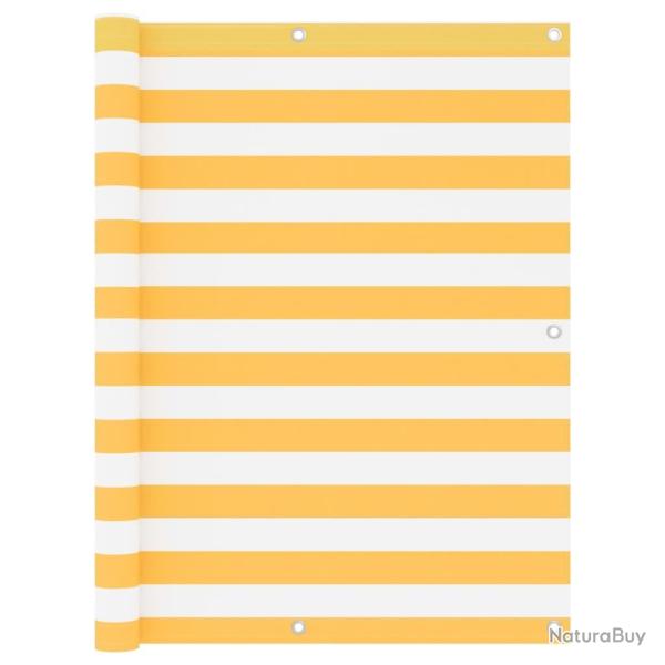 �cran de balcon Blanc et jaune 120x600 cm Tissu Oxford