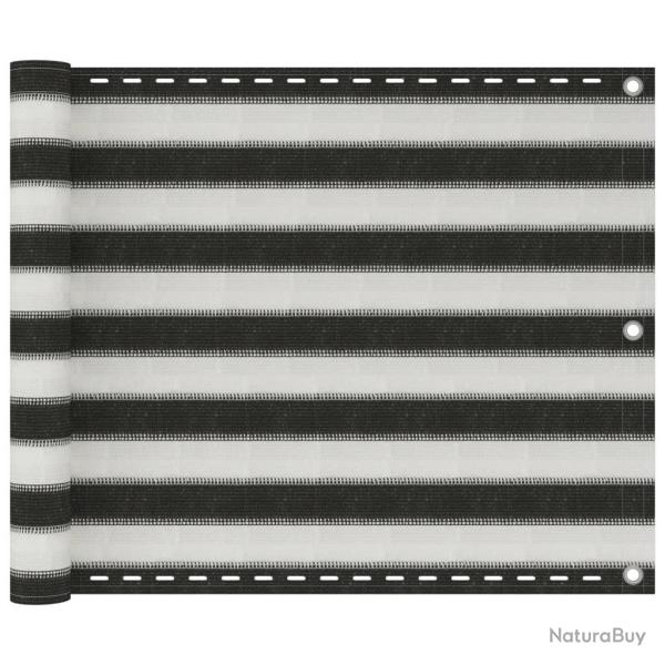 �cran de balcon en PEHD 75 x 600 cm Anthracite et blanc