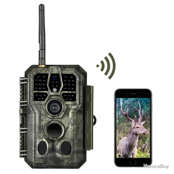 Cam�ra de Chasse WiFi E8 avec Antenne 64MP Vision Nocturne Infrarouge & D�tection Ultra-Rapide