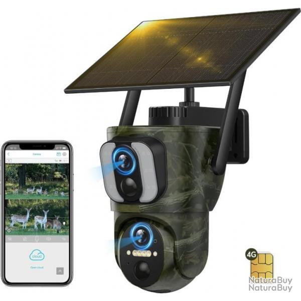 CAMPARK Cam�ra de Chasse Solaire 4G LTE 1080P Double Objectif Vision Nocturne Infrarouge