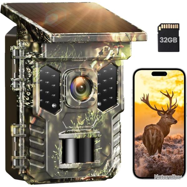 Cam�ra de Chasse Solaire Connect�e  2.7K 32MP Vision Nocturne & �tanch�it� IP66