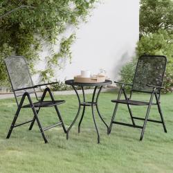 Ensemble &agrave; manger de jardin 3 pcs Maille M&eacute;tal Anthracite