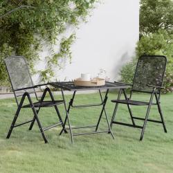 Ensemble &agrave; manger de jardin 3 pcs Maille M&eacute;tal Anthracite alsavelo