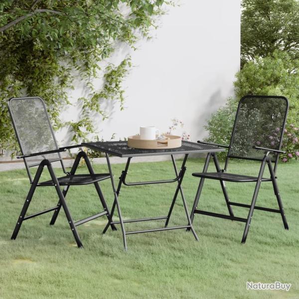 Ensemble � manger de jardin 3 pcs Maille M�tal Anthracite alsavelo