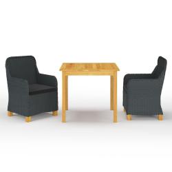 Ensemble &agrave; manger de jardin 3 pcs Gris fonc&eacute;