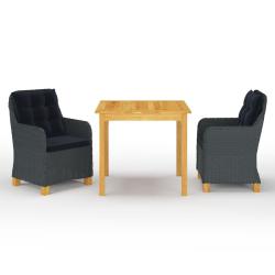 Ensemble &agrave; manger de jardin 3 pcs Gris fonc&eacute;