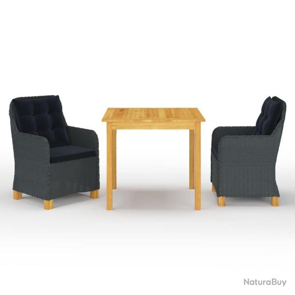 Ensemble � manger de jardin 3 pcs Gris fonc�