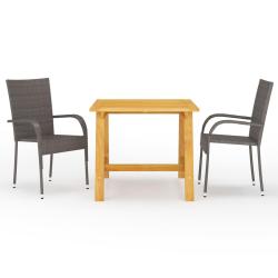 Ensemble &agrave; manger de jardin 3 pcs Marron