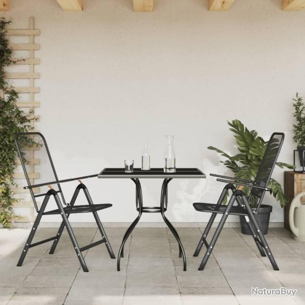 Ensemble � manger de jardin 3 pcs anthracite m�tal maille alsavelo