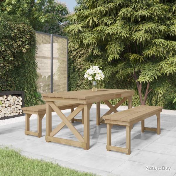 Ensemble � manger de jardin 3 pcs Bois de pin impr�gn� alsavelo