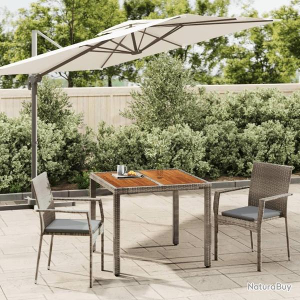 Ensemble � manger de jardin 3 pcs coussins gris r�sine tress�e alsavelo
