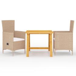 Ensemble &agrave; manger de jardin 3 pcs Beige