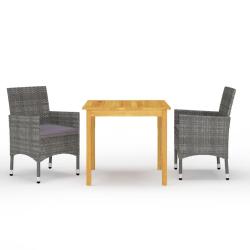 Ensemble &agrave; manger de jardin 3 pcs Gris