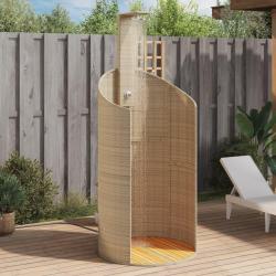 Douche d'ext&eacute;rieur beige 100x100x241,5cm poly rotin bois acacia