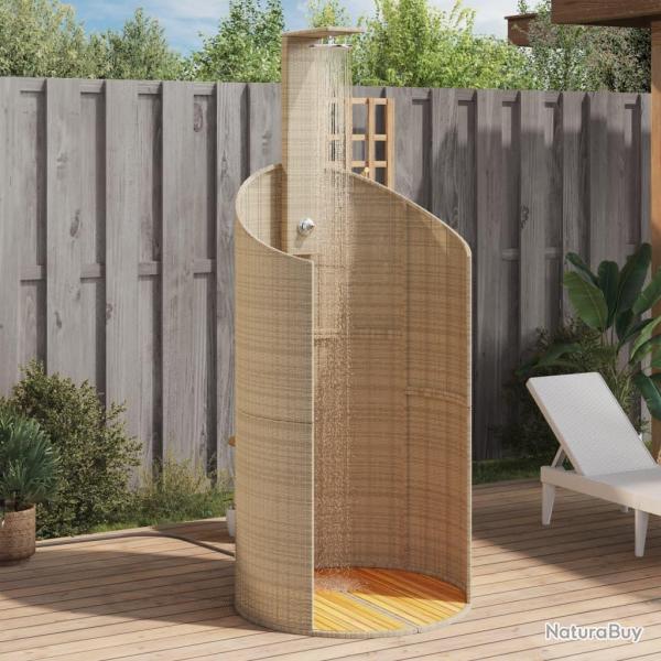 Douche d'ext�rieur beige 100x100x241,5cm poly rotin bois acacia