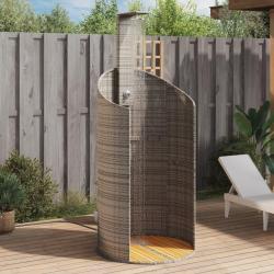 Douche d'ext&eacute;rieur gris 100x100x241,5 cm poly rotin bois acacia