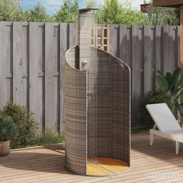 Douche d'ext�rieur gris 100x100x241,5 cm poly rotin bois acacia