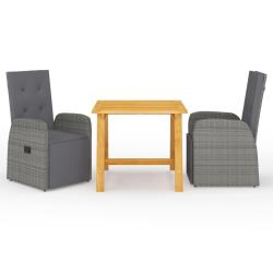 Ensemble &agrave; manger de jardin 3 pcs Gris