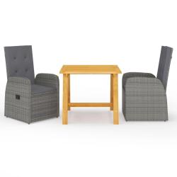 Ensemble &agrave; manger de jardin 3 pcs Gris