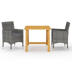 Ensemble &agrave; manger de jardin 3 pcs Gris
