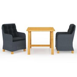 Ensemble &agrave; manger de jardin 3 pcs Gris fonc&eacute;