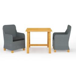 Ensemble &agrave; manger de jardin 3 pcs Gris clair