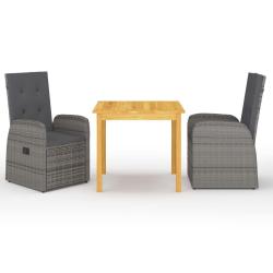 Ensemble &agrave; manger de jardin 3 pcs Gris