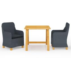 Ensemble &agrave; manger de jardin 3 pcs Gris fonc&eacute;