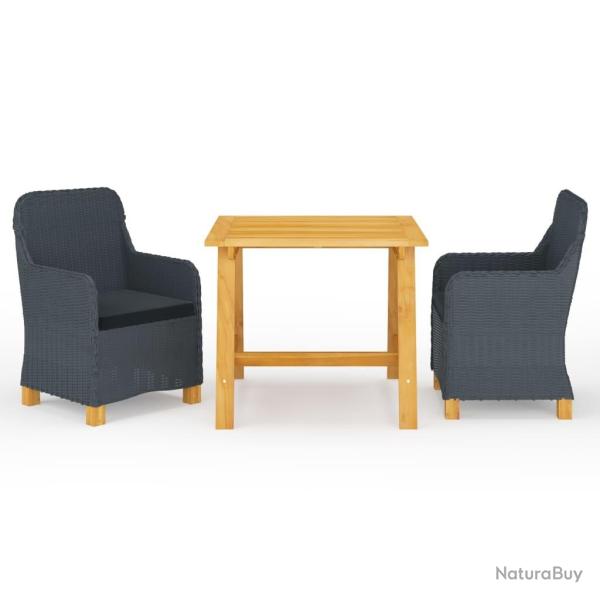 Ensemble � manger de jardin 3 pcs Gris fonc�