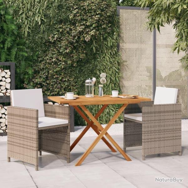 Ensemble � manger de jardin 3 pcs avec coussins Beige alsavelo