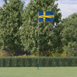 Drapeau de la Su&egrave;de et m&acirc;t 5,55 m Aluminium