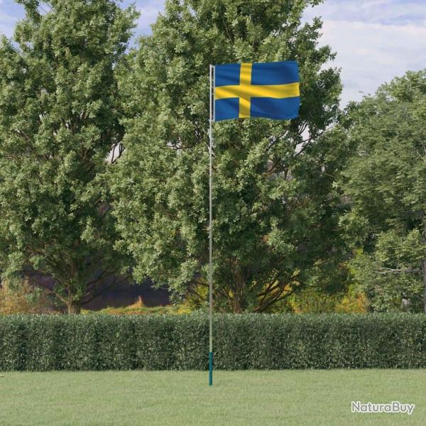 Drapeau de la Su�de et m�t 5,55 m Aluminium alsavelo