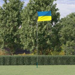 Drapeau de l'Ukraine et m&acirc;t 5,55 m aluminium