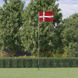 Drapeau du Danemark et m&acirc;t 5,55 m Aluminium