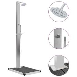 Douche d'ext&eacute;rieur avec receveur de douche WPC Acier inoxydable