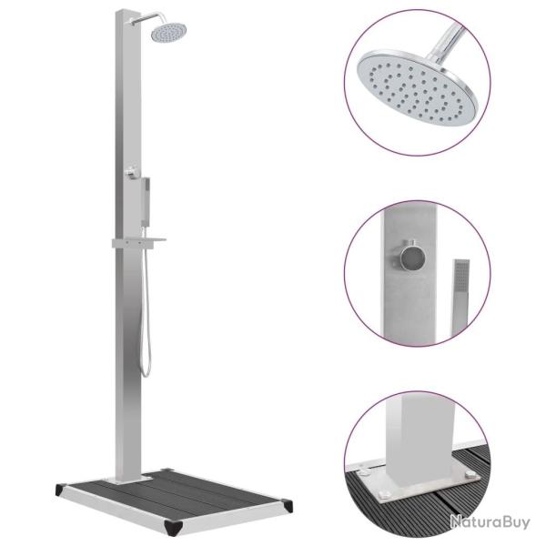 Douche d'ext�rieur avec receveur de douche WPC Acier inoxydable