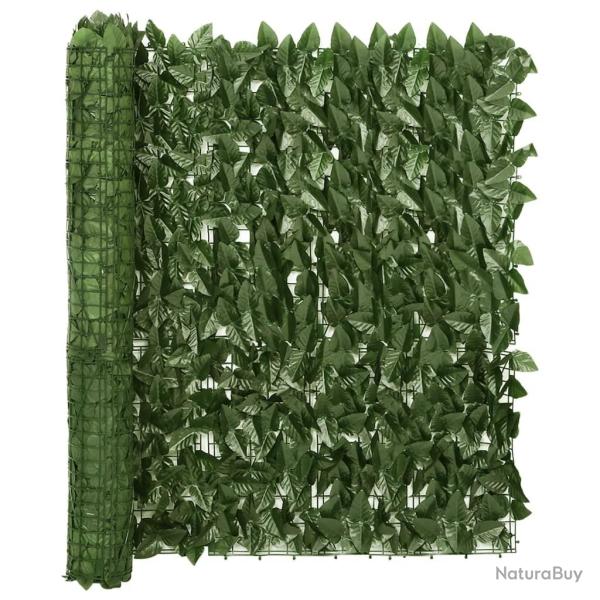 �cran de balcon avec feuilles vert fonc� 600x100 cm