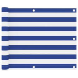 &Eacute;cran de balcon Blanc et bleu 75x400 cm Tissu Oxford alsavelo