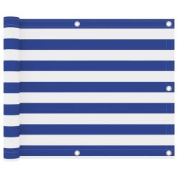 &Eacute;cran de balcon Blanc et bleu 75x600 cm Tissu Oxford alsavelo