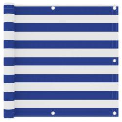 &Eacute;cran de balcon Blanc et bleu 90x300 cm Tissu Oxford alsavelo