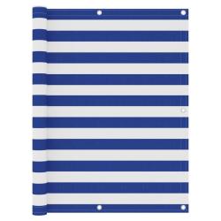 &Eacute;cran de balcon Blanc et bleu 120x400 cm Tissu Oxford alsavelo