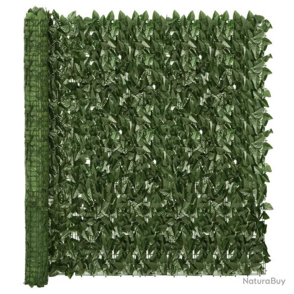 �cran de balcon avec feuilles vert fonc� 600x150 cm