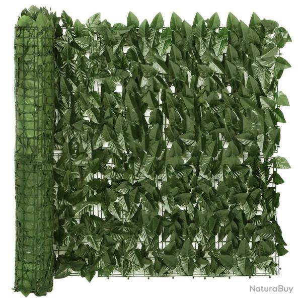 �cran de balcon avec feuilles vert fonc� 300x75 cm