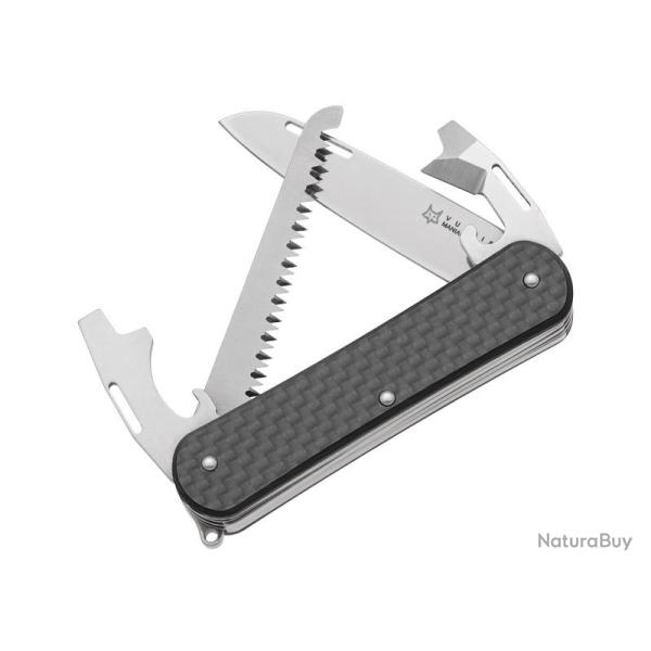 COUTEAU MUTIFONCTIONS FOX VULPIS VP130 4P FIBRE DE CARBONE GRIS