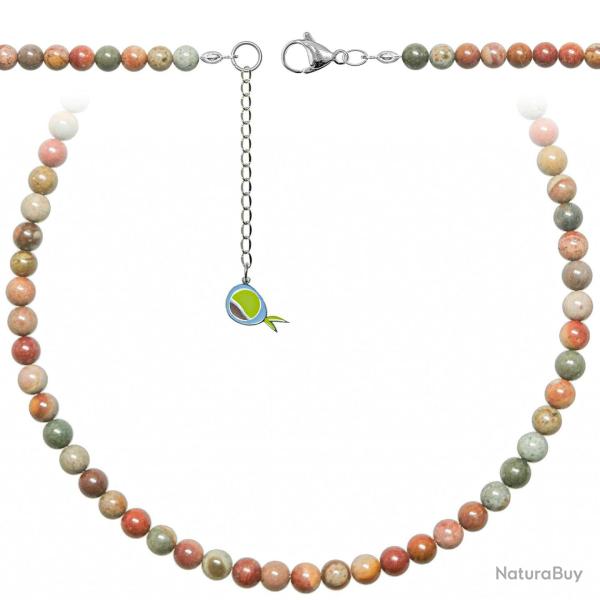 Collier en jaspe polychrome - Perles rondes 6 mm - 60 cm