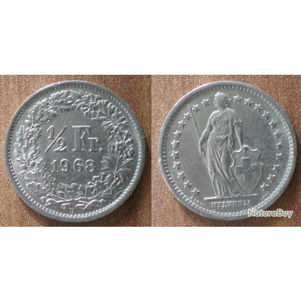 Suisse 1/2 Franc 1968 Piece 50 Rappens Atelier B Berne Francs