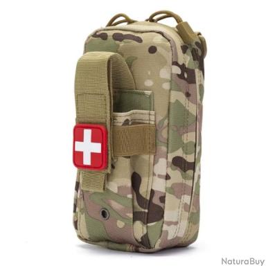GRULLIN IFAK Kit De Traumatologie Tactique MOLLE - Trousse Premiers Secours Militaire 39 Pièces, Sac Rempli Pour Urgences (ACU)