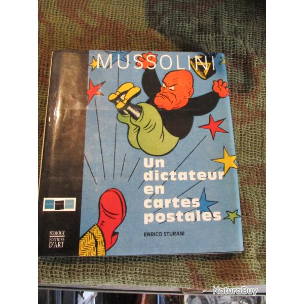 livre sur mussolini en cartes postal humoristique