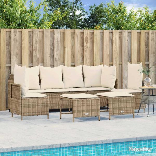 Salon de jardin avec coussins 5 pcs beige rsine tresse alsavelo